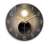 Constantplanet 14 Pouces Noir Et Glod Verre Horloges Murales à Batterie