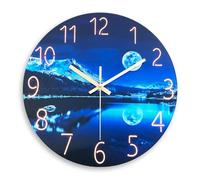 Constantplanet Blue Moon Verre Horloge Murale à Batterie14 Pouces