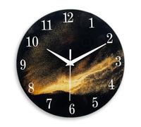 Constantplanet Horloges Murales en Verre Noir Et Or à Piles 16 Pouces
