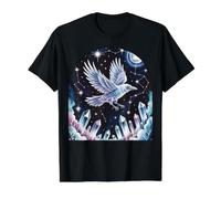 Constellation de Cristal Corbeau céleste T-Shirt Graphique avec Valeur, Homme, Noir, XL