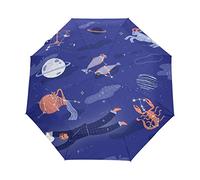 Constellation De L’Espace Bleu Parapluie Pliant Ouverture et Fermeture Automatique Protection UV Parapluies Pliant Coupe-Vent Ultra-léger pour Voyager Plage Femmes Enfants Fille