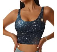 Constellation Star Clusters Galaxies Gilet de sport pour femme Loisirs Randonnée Confortable Léger Élastique Gym Shirt, Noir , S Taille courte