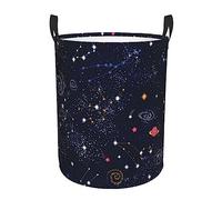 Constellation Star Clusters Galaxies Print Bac de rangement circulaire portable pour panier à linge avec poignées pour chambre à coucher vêtements