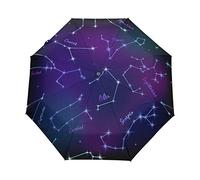 Constellations d’Étoiles Violettes Parapluie Pliant Ouverture et Fermeture Automatique Protection UV Parapluies Pliant Coupe-Vent Ultra-léger pour Voyager Plage Femmes Enfants Fille