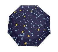 Constellations du Zodiaque Bleu Ciel Parapluie Pliant Ouverture et Fermeture Automatique Protection UV Parapluies Pliant Coupe-Vent Ultra-léger pour Voyager Plage Femmes Enfants Fille