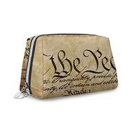 Constitution, trousse de maquillage, constitution des États-Unis, organisateur en cuir, trousse de toilette réutilisable, jaune, M, Jaune_4, Taille unique, Trousse de beauté