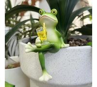 Constprog Adorable Figurine Grenouille en Résine qui Enlace les Pots de Fleurs - Charmant Ornement de Décoration de Jardin et de Plante (B)