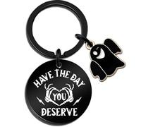 Constprog Porte-clés noir effrayant « Have the day you deserve » pour lui et elle