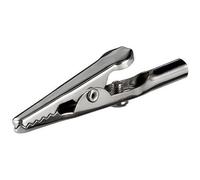 Constrabo® | 20 pinces crocodile avec une vis et bouchon à baïonnette en métal | Fer, nickelé - Longueur 51 mm | Ouverture de la mâchoire pour une prise ferme | Pinces alligator, clip crocodiles