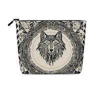Construct01 Trousse de toilette imprimée Motif loup Grande capacité Trousse de maquillage de voyage pour femme pour un usage quotidien Voyage, Noir , Taille unique