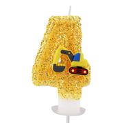 Construction Birthday Candle, Truck Candles Yellow Construction Cake Topper Decorations for Boys Birthday Party Supplies (Number 4