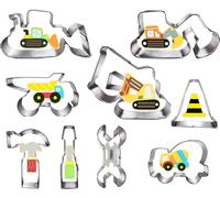 Construction Cookie Cutter Set-9 Pieces Excavator Bulldozer Dump Truck Hammer Wrench Construction Tools Cutters Mold for Kids