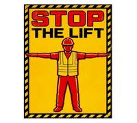 Construction Crane Poster with Stop The Lift Hand Signals