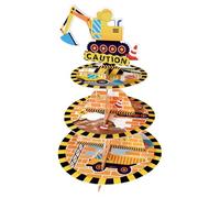 Construction Cupcake Stand - Décorations de Fête de Camion pour Garçons Support à Cupcakes en Carton à 3 Niveaux Tour des Desserts Fournitures de Fête d'anniversaire Baby Shower