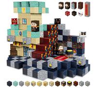 Construction Magnetique Enfant 100PCS, Cube Magnétique met en scène des Personnages et des Accessoires pour Construire des Châteaux Magiques,Un Cadeau pour Les Garçons et Filles de 3+ Ans