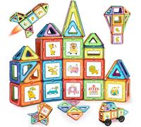 Construction Magnetique Enfant,68 Pièces Bloc De Construction Magnétique Enfants Jeux Cadeaux Pour 3 4 5 6 7 8 Ans Garçon Fille