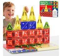 Construction Magnetique Enfant, Blocs Magnétiques de Voyage 26 pièces avec Boîte en Fer Protable, Mini Magnetic Tiles 3D Diamant Construction Jouets Educatif Jeux Cadeaux pour Garçons Filles 3+ Ans