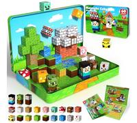 Construction Magnetique Enfant Jouets de Voyage 60 Pièces - Magnetic Blocks dans Boîte Métallique Portable, Idéal pour jouer tranquillement dans avions et voitures, STEM Créatifs Cadeau Enfants 3+ Ans