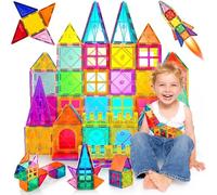 Construction Magnétiques Enfants 80 Pièces Jeu de Éducatifs Cadeau pour Garçons et Filles Jouets Magnétiques Plus Forts Blocs de Constructions Aimantés, STEM 3+ An