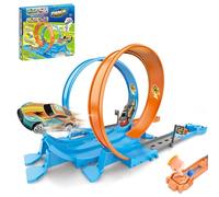 Construction Truck Toy, Race Track Set,10.08x9.84x1.97 inches 360° Rotating Motion, Brightly Colored Pieces, Complete Play Party, Travel, Home Activities, Toddler,