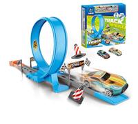 Construction Truck Toy, Race Track Set,10.08x9.84x1.97 inches 360° Rotating Motion, Brightly Colored Pieces, Complete Play Party, Travel, Home Activities, Toddler,
