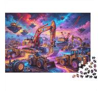 Construction Vehicle Jigsaw Puzzle 1000 Pieces Recyclable Paper Cyberpunk Style Puzzle pour Adults Amusant Et Stimulant Family Game Gift pour Men‘s Birthday 38x26cm/1000pcs