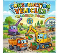 Construction Vehicles Coloring Book Ages 1-3: Cute and Easy Construction Trucks with Cement Mixer, Dump Trucks and Building Site Scenes | Big Simple Images, Bold Lines, Perfect for Toddlers