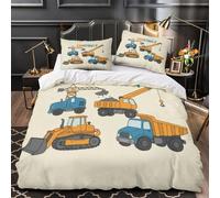 Construction Vehicles Housse de Couette Microfibre Résistante 3D Effet 3 Pièces 2xTaies Ultra Douce Coon Kids Ensemble De Literie Hypoallergique Entretien Facile for Femmes Double（200x200cm）