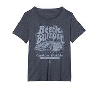 Constructions personnalisées pour Volkswagen Beetle Burnout T-Shirt, Femme Grandes Tailles, Bleu Chiné, 6X