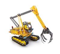 Constructor Pro Melman - Jeu de Construction Métallique - 866 Pièces - Pelleteuse à Chenilles XXL à Assembler - Coffret Expert dès 8 Ans, Jaune