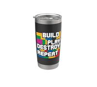 Construire et jouer Détruire Repeat Block Brick Master Builder Gobelet isotherme en acier inoxydable double paroi