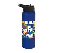 Construire et jouer Détruire Repeat Block Brick Master Builder Stainless Steel Insulated Water Bottle