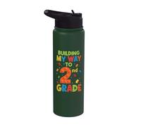 Construire mon chemin vers le 100e jour d'école de 2e année Brick Stainless Steel Insulated Water Bottle
