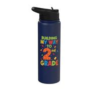 Construire mon chemin vers le 100e jour d'école de 2e année Brick Stainless Steel Insulated Water Bottle