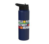 Construire Play Destroy Repeat Block Building Brick Builder Kids Stainless Steel Insulated Water Bottle