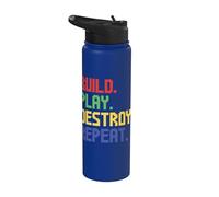 Construire Play Destroy Repeat Funny Block Building Brick Builder Stainless Steel Insulated Water Bottle