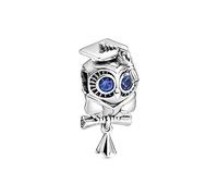 Pandora Charm Icons Chouette de diplômé(e) – Argent sterling, cristal bleu foncé