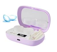 Contact Lens Cleaner Case - Rechargeable Portable Cleaning Machine for 5 Level Timer | Ultrasonic Travel with Lens Care Case, Timer Settings for Daily Hygiene Home Office School Use, 2,95 x 1,57 x