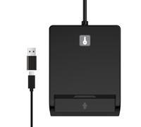 Contact Smartcard CAC Reader Lecteur de carte à puce USB C avec bouton poussoir virtuel pour FIDO2 (Windows uniquement, cartes Cryptnox ) - Compatible Windows, MacOS & Linux - CCID ISO7816, RoHS, CE