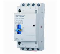 Contacteur 220 V/230 V, 25 A, 2 contacts NO + 2 NC, 4P 4 pôles 4 voies, occupe 2 modules DIN, normalement ouvert + normalement fermé, télérupteur, avec interrupteur manuel, usage domestique et