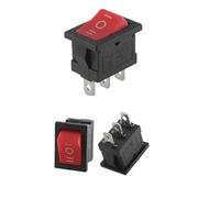Contacteur d'allumage voiture Interrupteur à bascule KCD1 2/3/4 broches 15 x 21 mm, 10/100 pièces, marche/arrêt, pour bateau, voiture, avec lumière rouge et verte(Red 3Pin ON-OFF-ON,10 PCS)