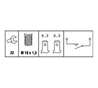 HELLA Contacteur de feux de recul 6ZF 003 272-011 12V 2 pôles fiche plate vissé électrique