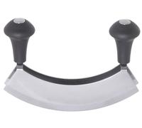 Contacto Couteau à double pesée à deux tranchants 17,5 cm, largeur de la lame 3,7 cm, distance entre les lames 1,5 cm, acier inoxydable avec manches en plastique, pour hacher des herbes