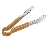 Contacto Pince HACCP en acier inoxydable, 24 cm, pince de cuisine, manche recouvert de vinyle coloré, qualité lourde, marron