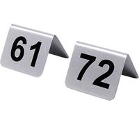Contacto Plaques de numérotation de table en acier inoxydable, 61-72 avec sérigraphie noire