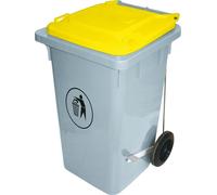 Contacto Poubelle en plastique, 100 litres, couvercle jaune, pédale latérale, 52,5 x 80 cm