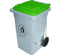 Contacto Poubelle en plastique, 100 litres, couvercle vert, pédale latérale, 52,5 x 80 cm