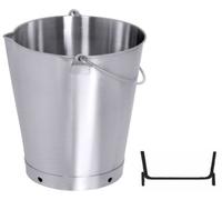 Contacto Seau avec poignée et bec, en inox, 20 litres, Ø 32 x 38 cm, graduation 1 litre, trous d'écoulement, qualité Gastro