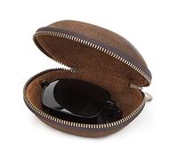 Contacts Étui de protection en cuir véritable pour lunettes de soleil - Pour homme et femme - Style vintage (café)