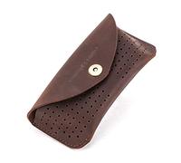 Contacts Étui de protection en cuir véritable pour lunettes de soleil - Pour homme et femme - Style vintage - Marron - taille unique